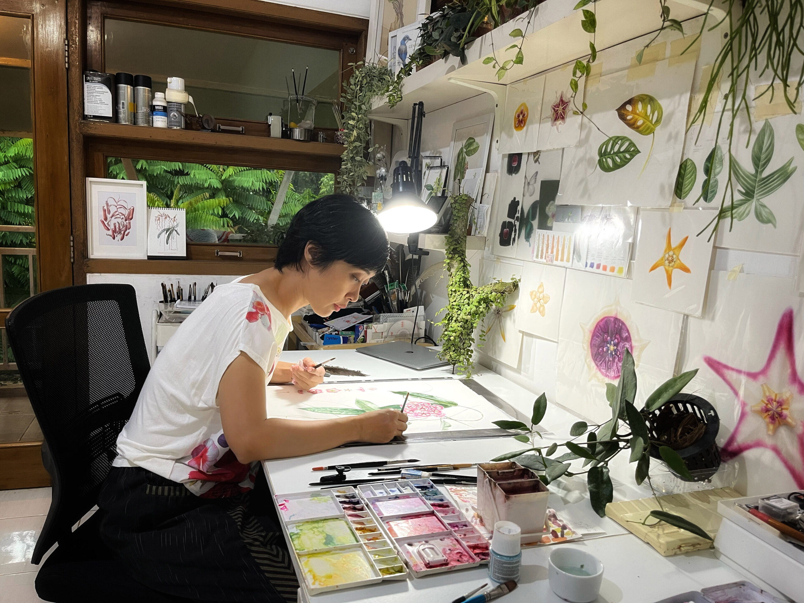 Eunike in her Yogyakarta studio Indonesia Botanical Arts Society
