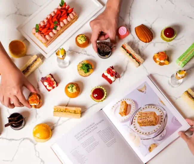 The Langham Afternoon Tea Books Open with Cookies